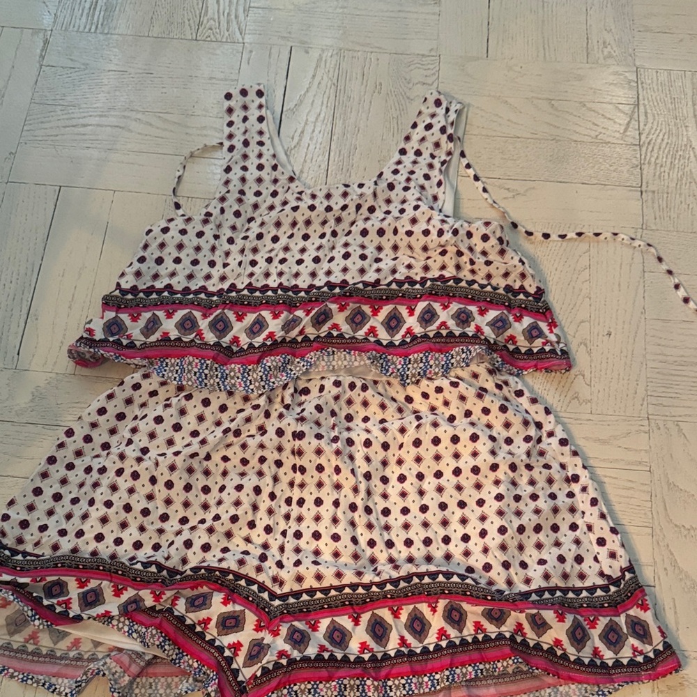 Truly Me White and Purple Junior Girls Patterned Romper